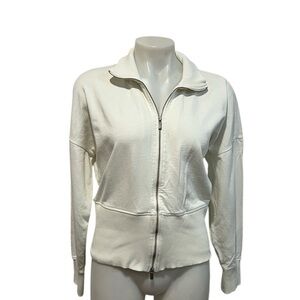 Sweaty Betty white zip up athletic jacket cotton modal blend size 8
